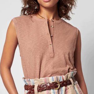 NWT Faherty Sleeveless Knit Henley, Bronze, Large